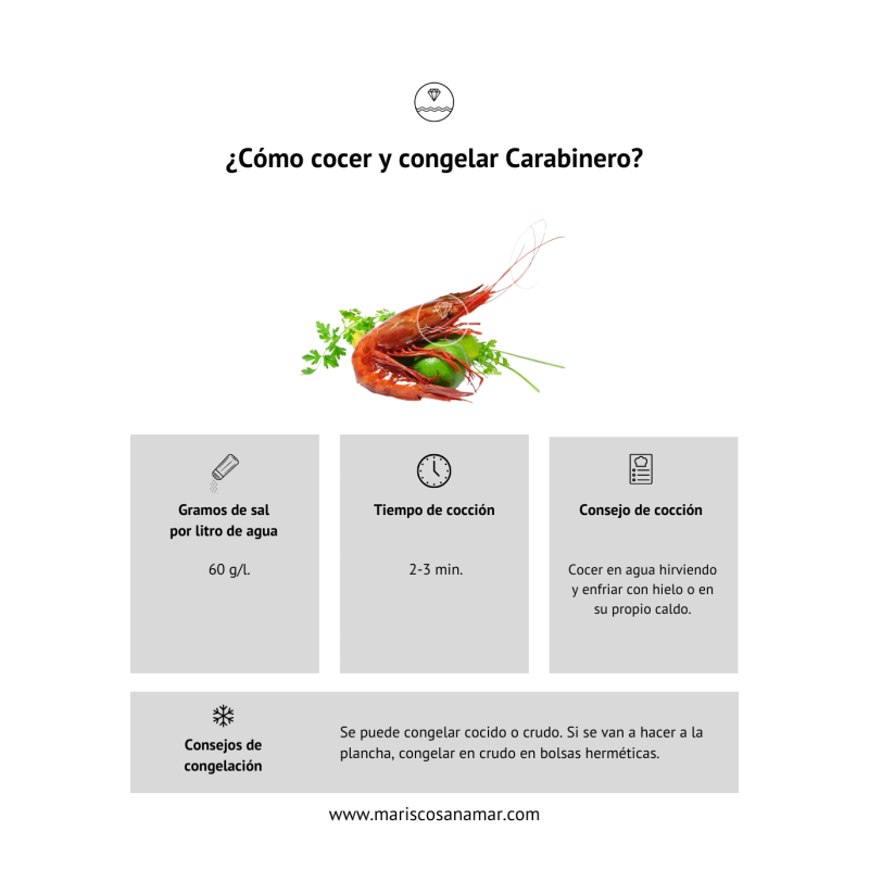 ¿Cómo cocer carabinero? Tiempo de cocción del marisco ¿Cómo congelar carabinero?